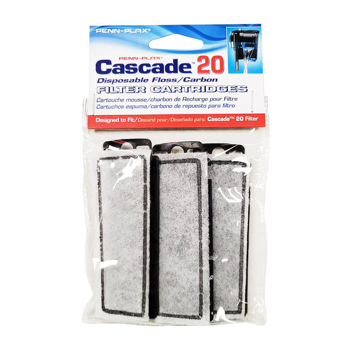 Penn-Plax emballage CPF6C3 montrant lot de trois cartouches, préparation facile