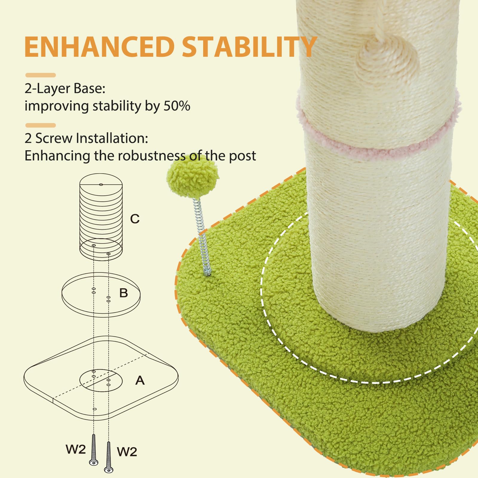 PEQULTI poteau sisal épais 5,5in pour griffades durables