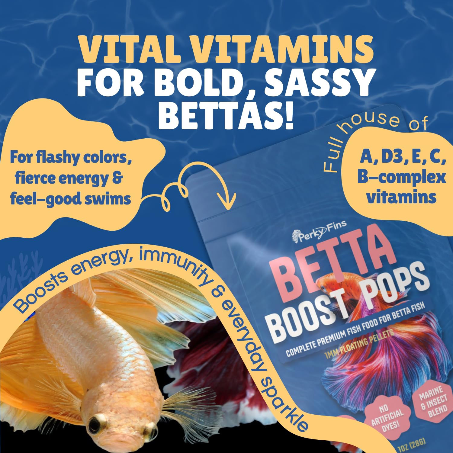 Perky Fins — packaging avec label Made in USA pour assurance qualité