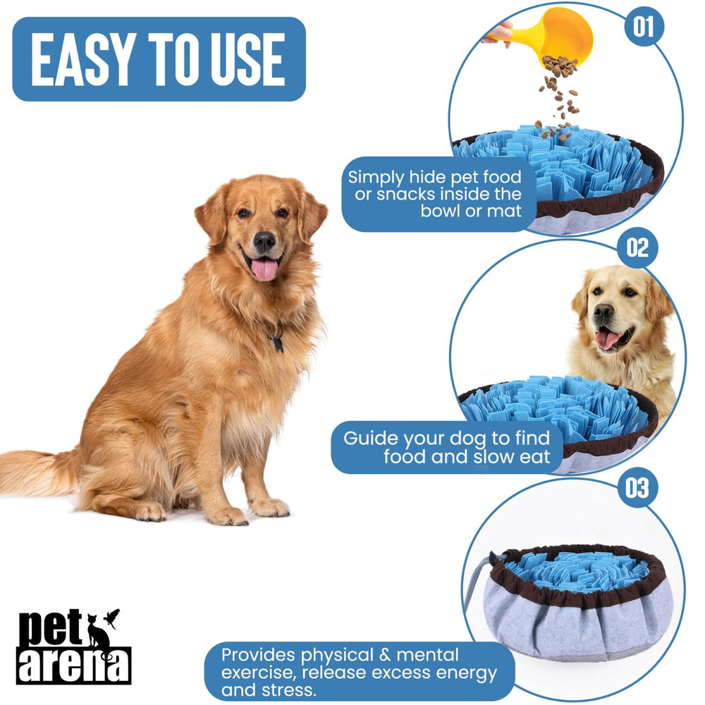 PET ARENA chiot fouillant le tapis pour stimuler l'odorat et la curiosité