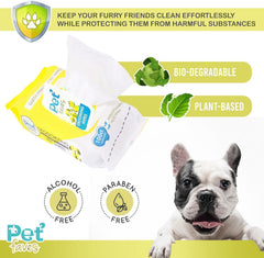 Pet Faves étiquette produit mettant en valeur aloe et vitamine E apaisantes