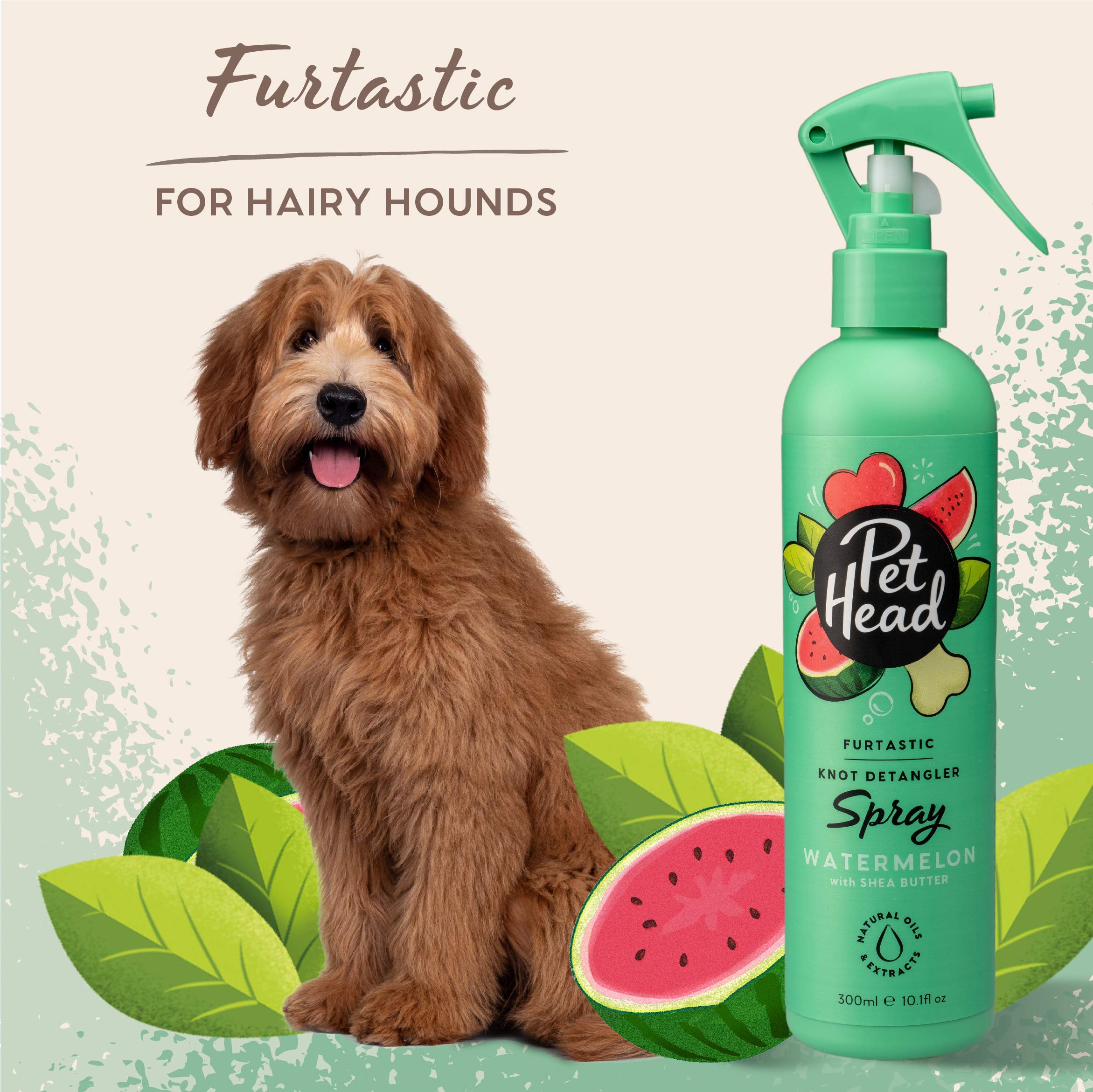 Pet Head Furtastic texture du spray capturée en goutte montrant hydratation