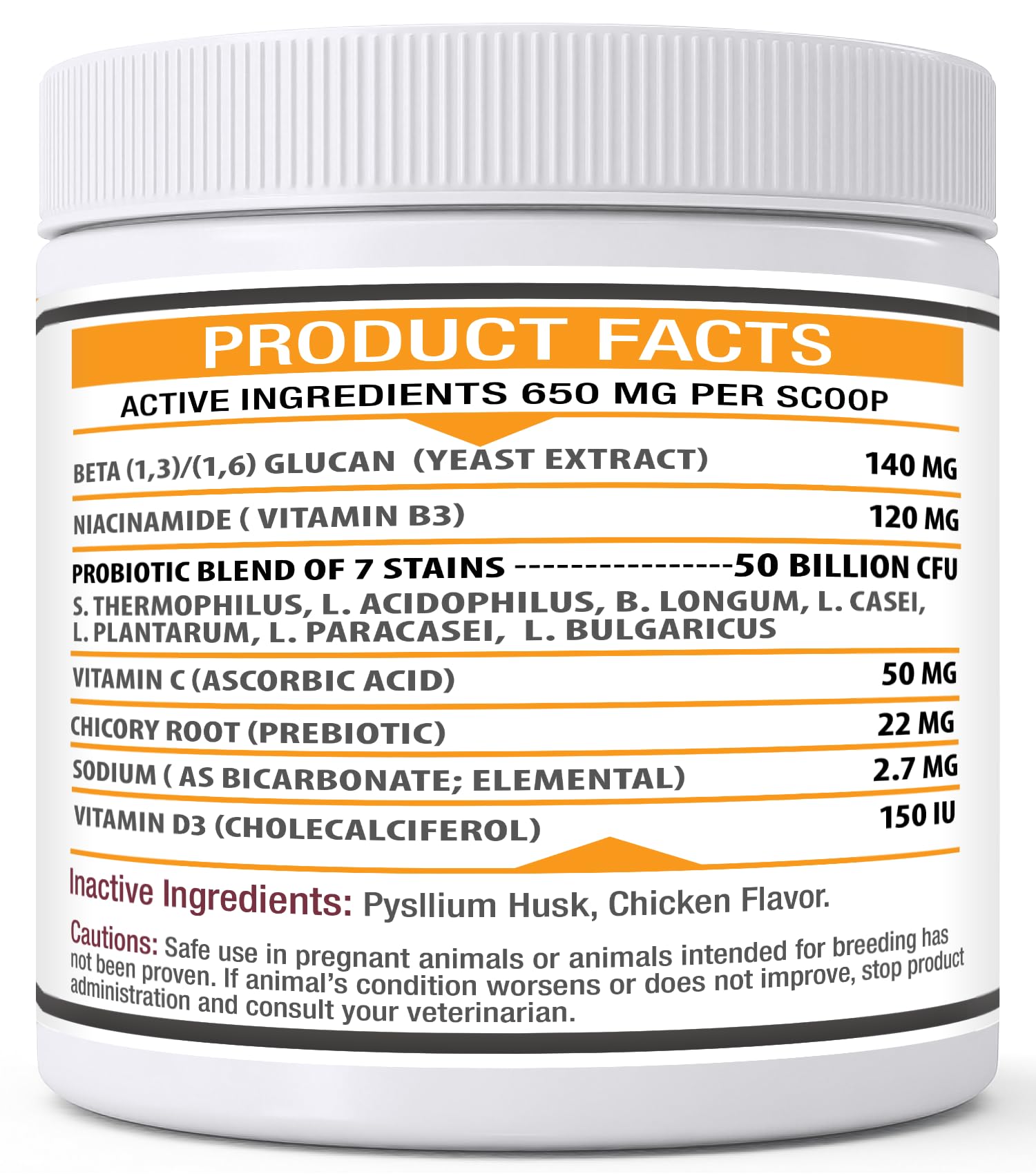 Pet Health Pharma Azovast étiquette nutritive montrant souches probiotiques et ingrédients