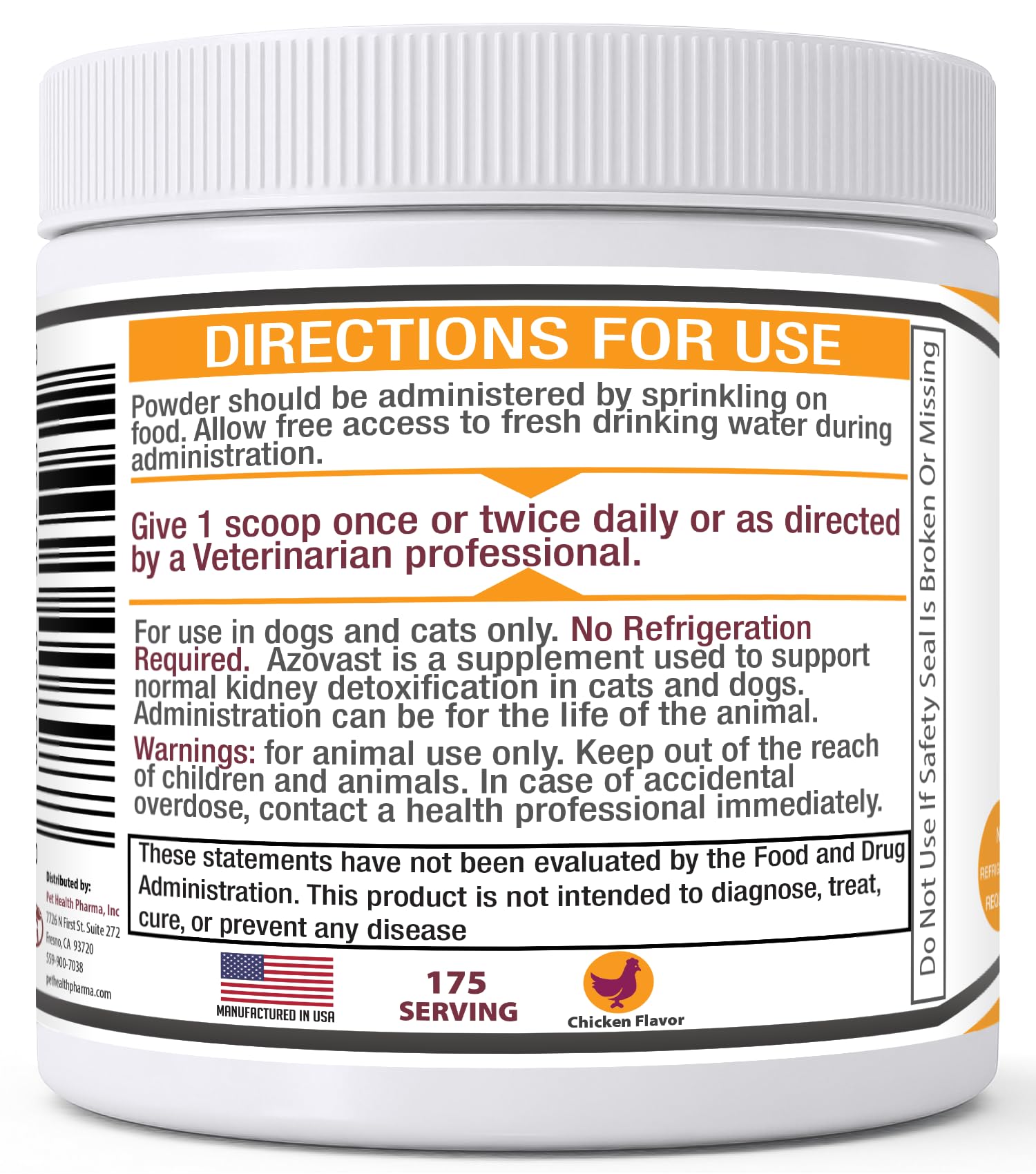 Pet Health Pharma Azovast comparaison taille montrant pot 4 oz pratique et transportable