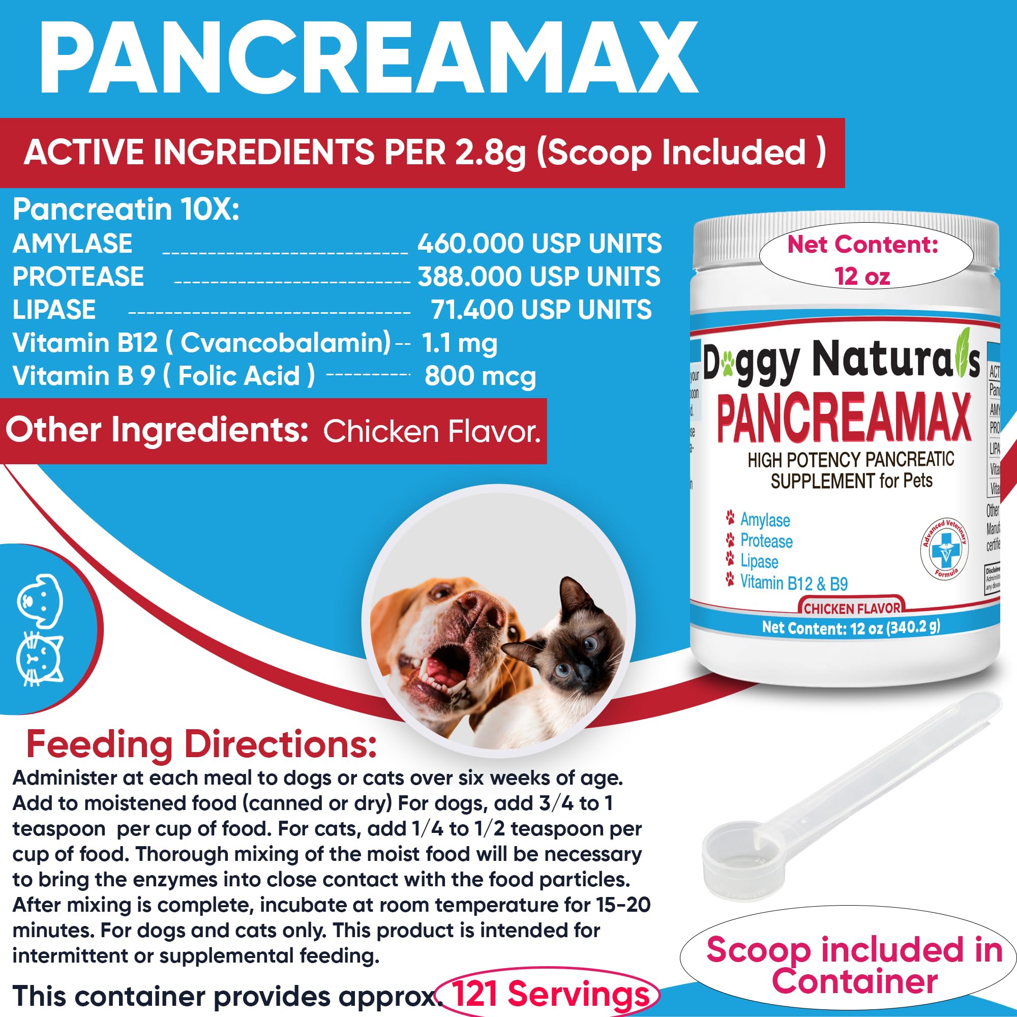 Pet Health Pharma PancreaMax cuillère doseuse 2,8 g facilitant le dosage précis