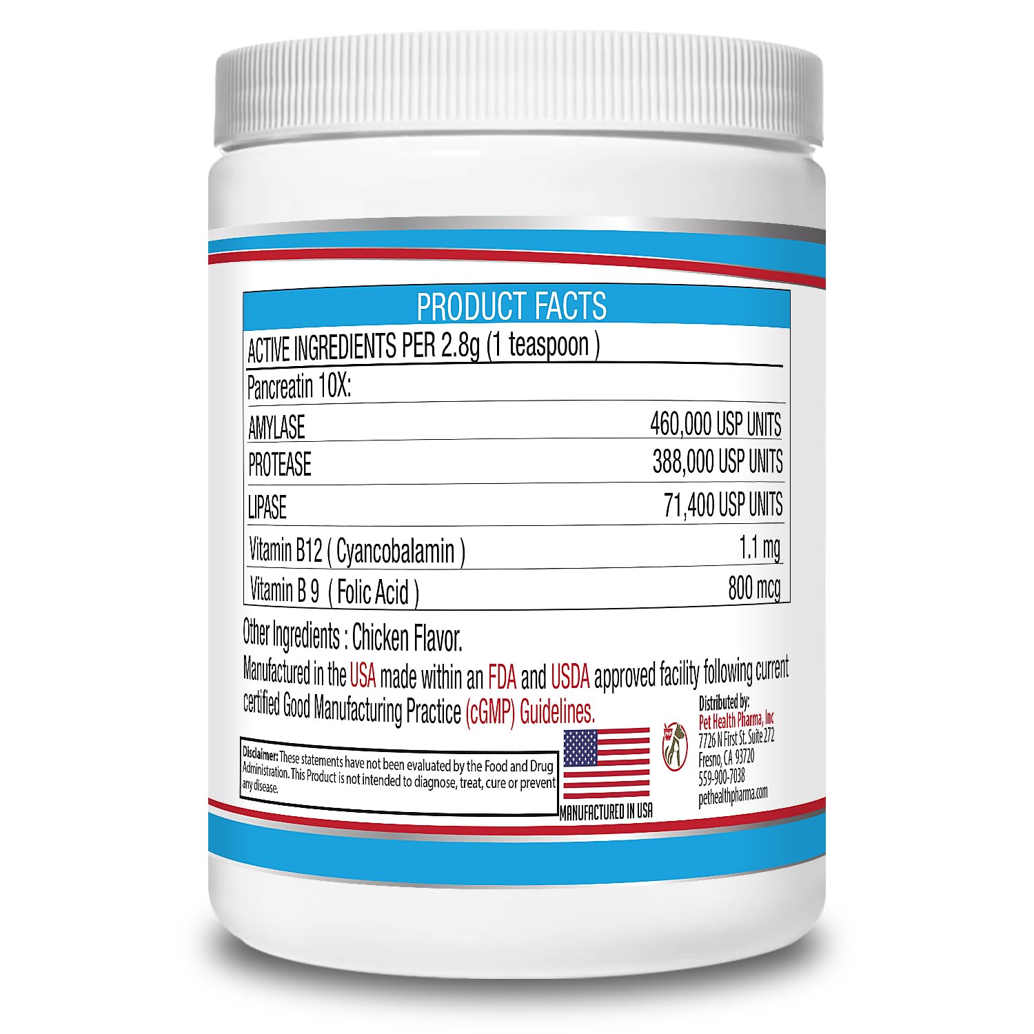 Pet Health Pharma PancreaMax poudre gros plan montrant texture faible odeur