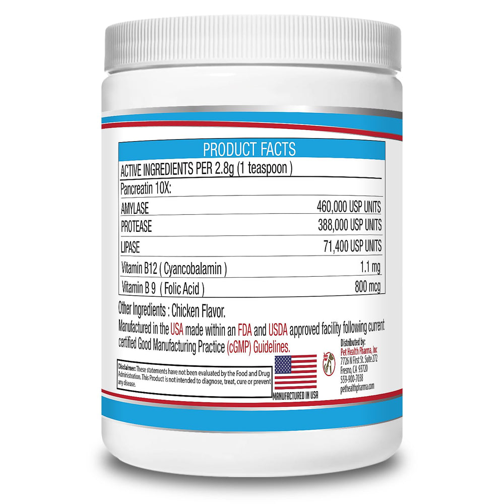 Pet Health Pharma PancreaMax poudre gros plan montrant texture faible odeur