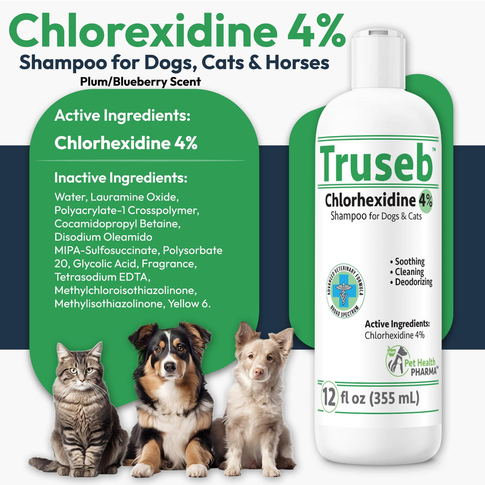 Pet Health Pharma Truseb étiquette montre chlorhexidine 4% utile