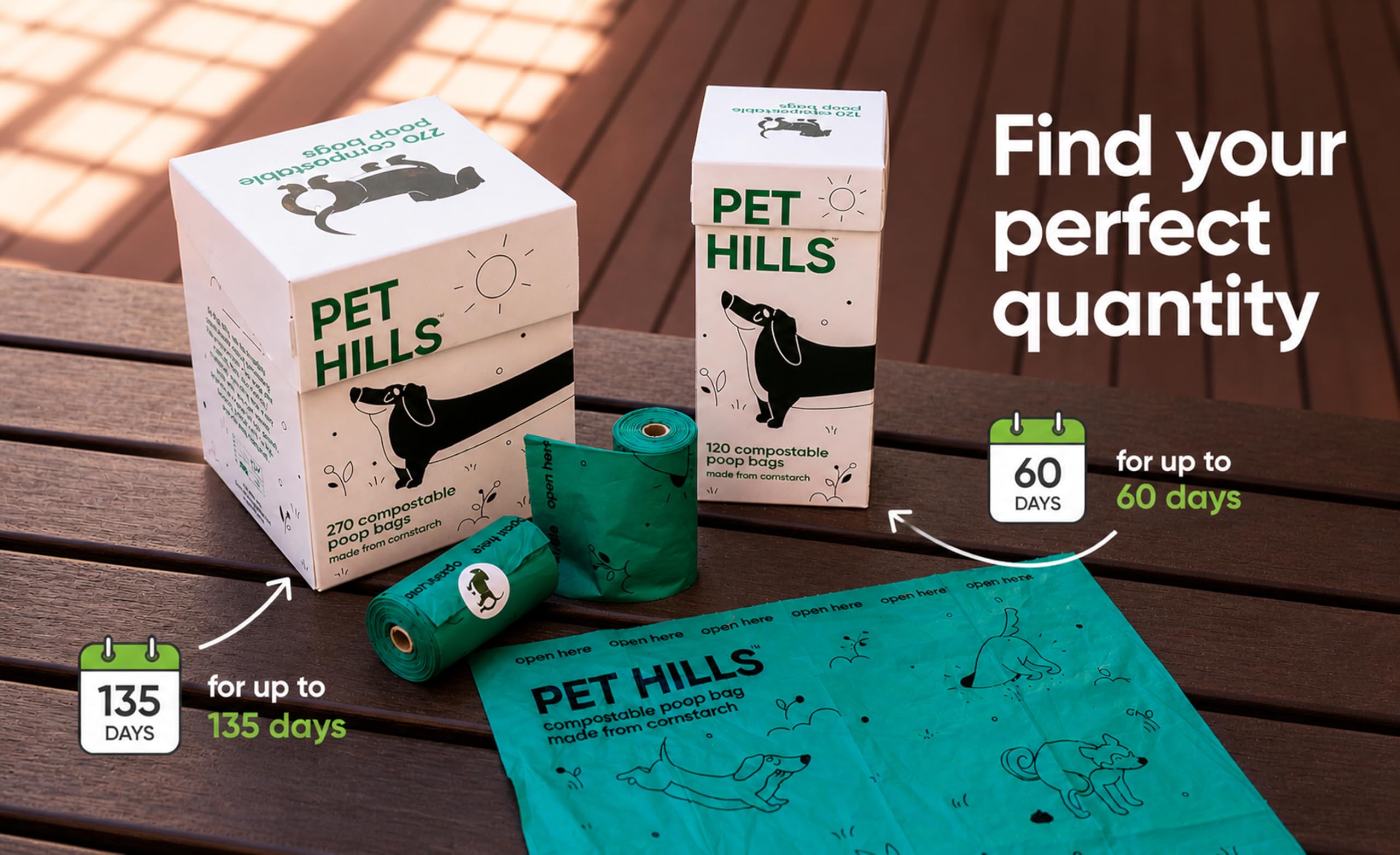 Pet Hills sac placé dans composteur de jardin illustrant décomposition respectueuse