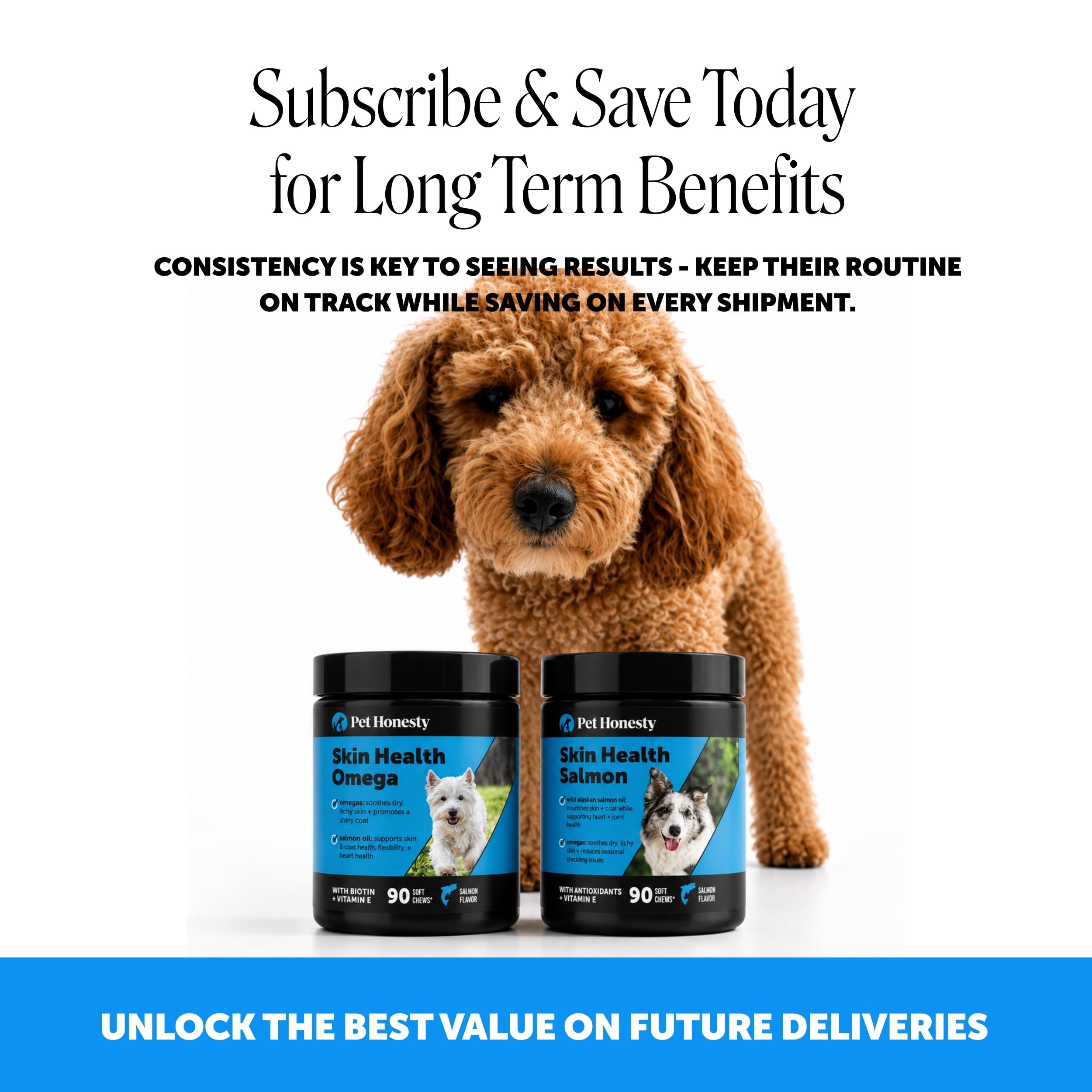 Pet Honesty comparaison taille du chew pour dosages faciles selon poids