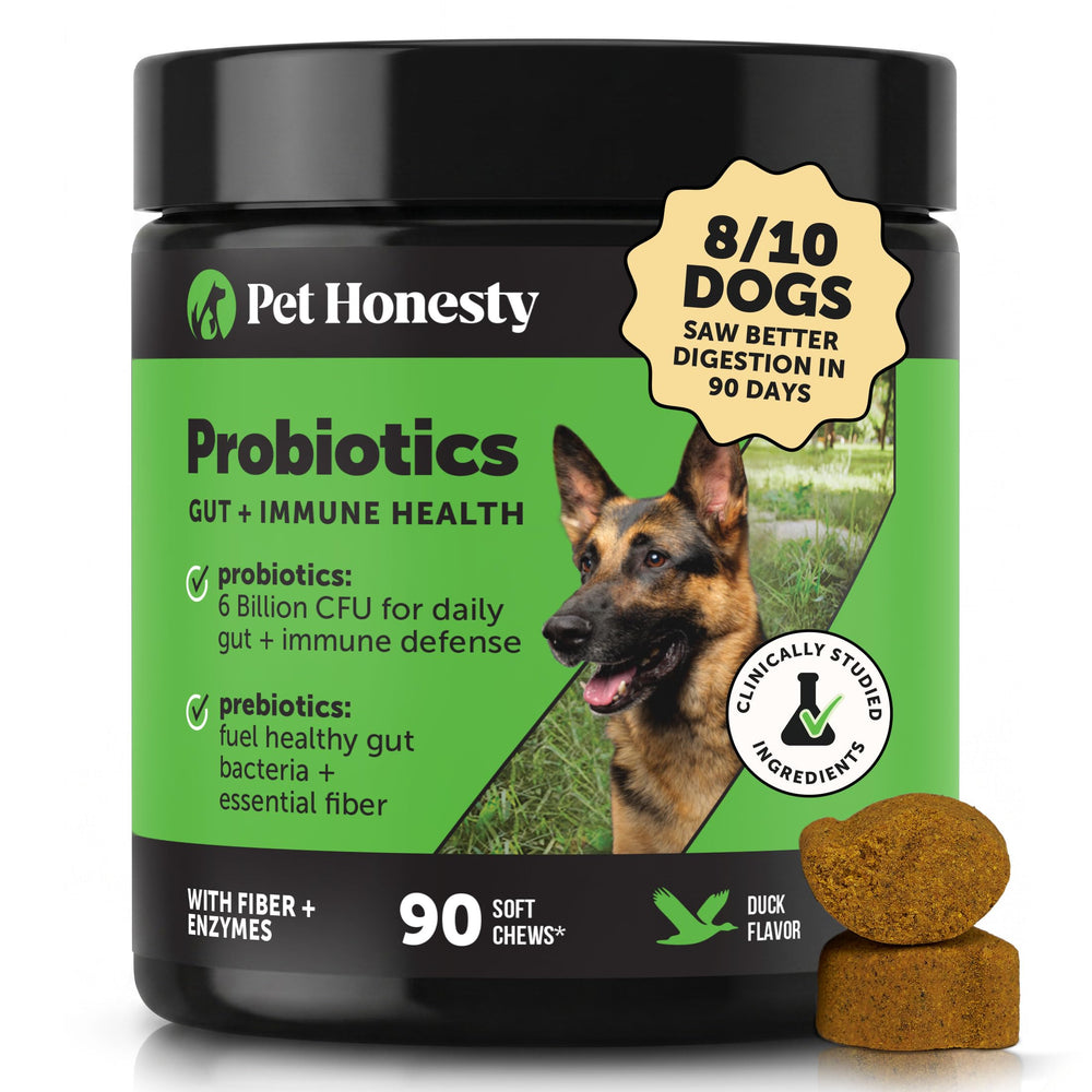 Pet Honesty emballage avant canard montrant la quantité et bénéfices digestifs