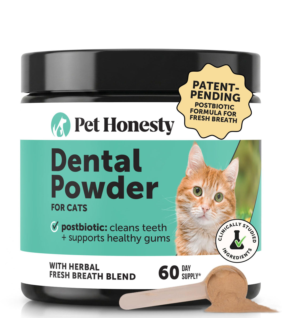 Pet Honesty emballage avant montrant usage quotidien et durée 60 jours