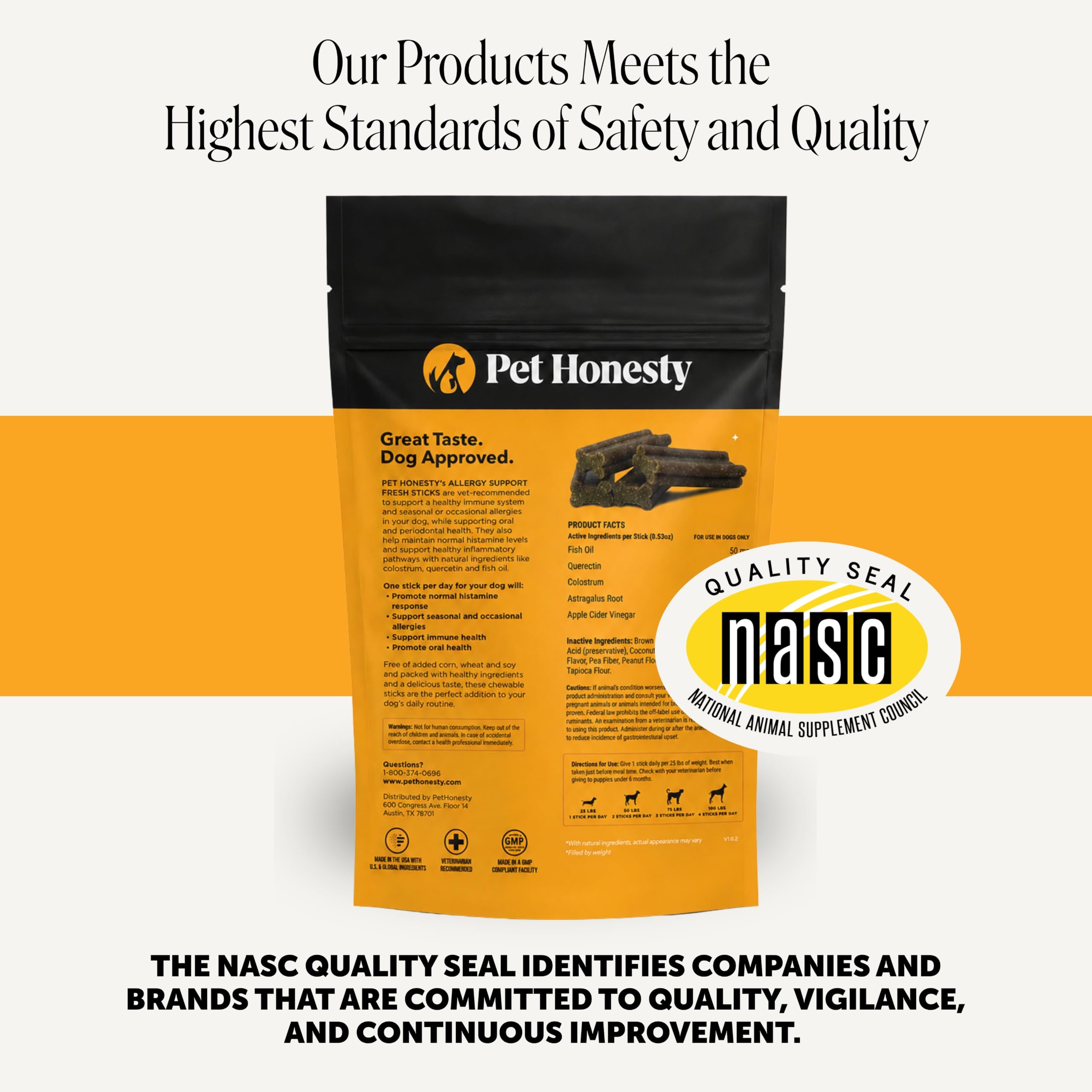 Pet Honesty emballage avec label NASC pour qualité et confiance