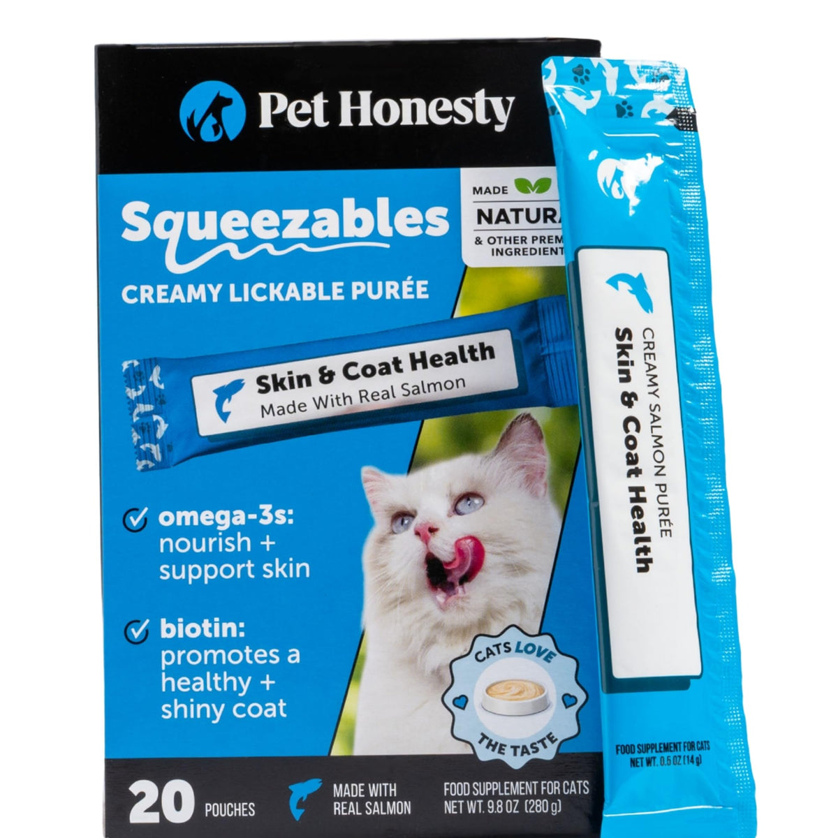 Pet Honesty emballage avant présentant la boîte pratique, indique qualité