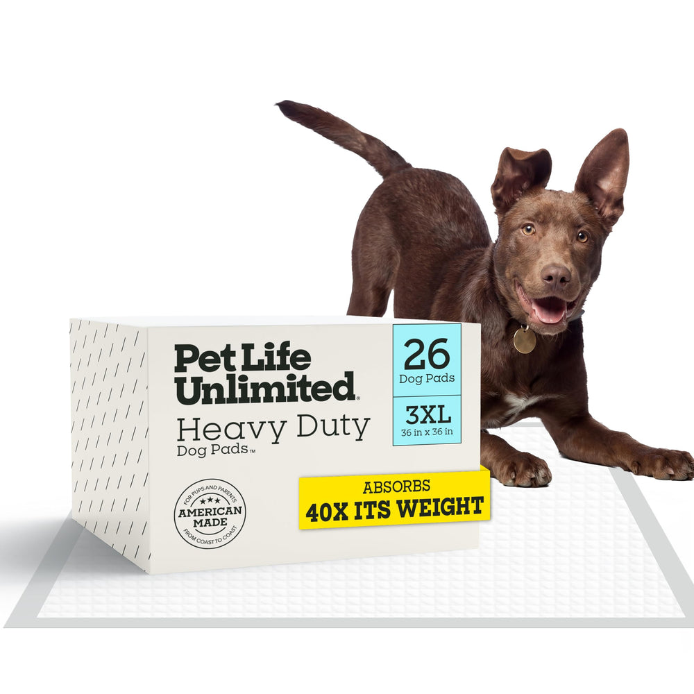 Pet Life Unlimited emballage du lot de tapis 3XL montrant quantité et dimensions, facile à stocker