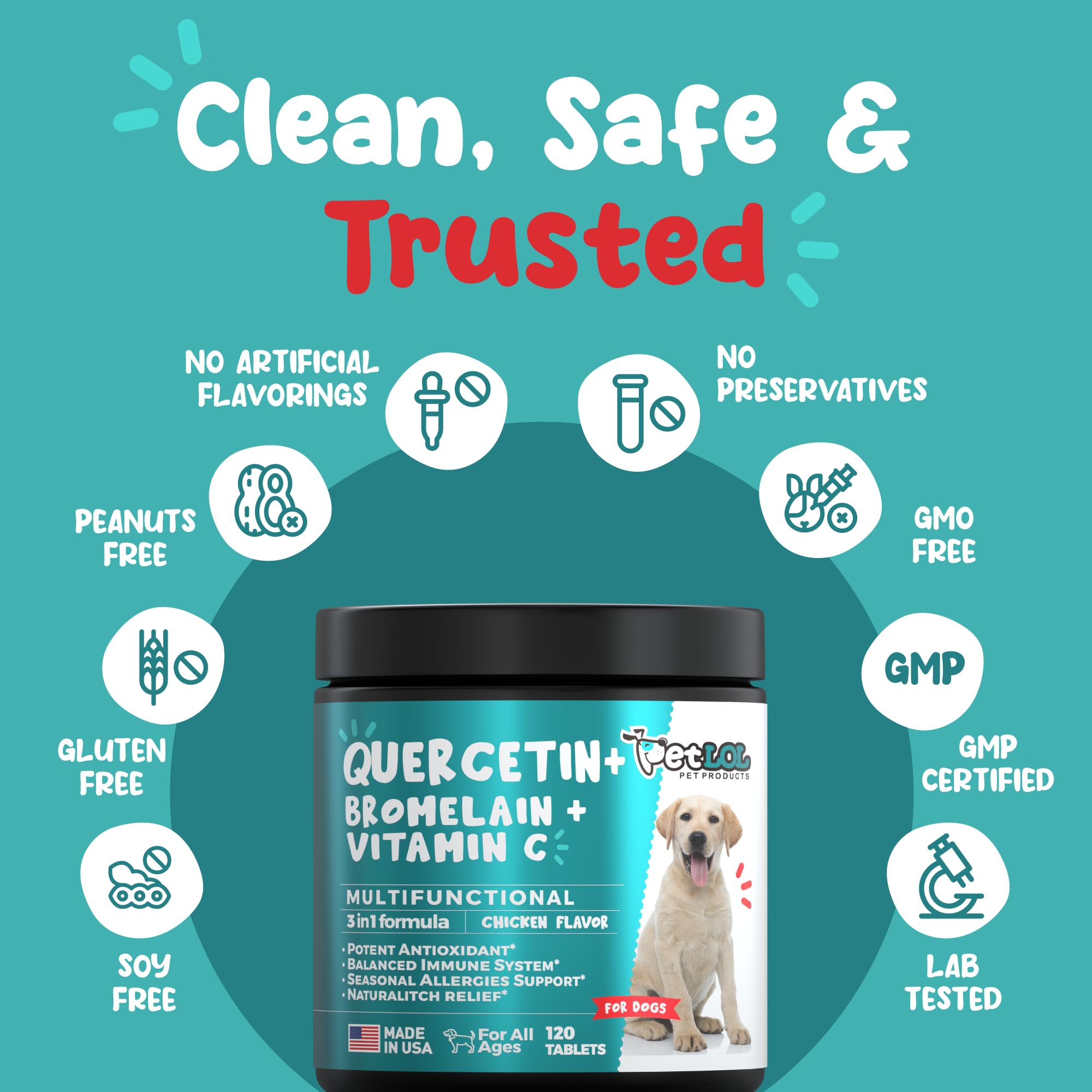 PET LOL packaging ouvert montrant 120 comprimés pour approvisionnement prolongé