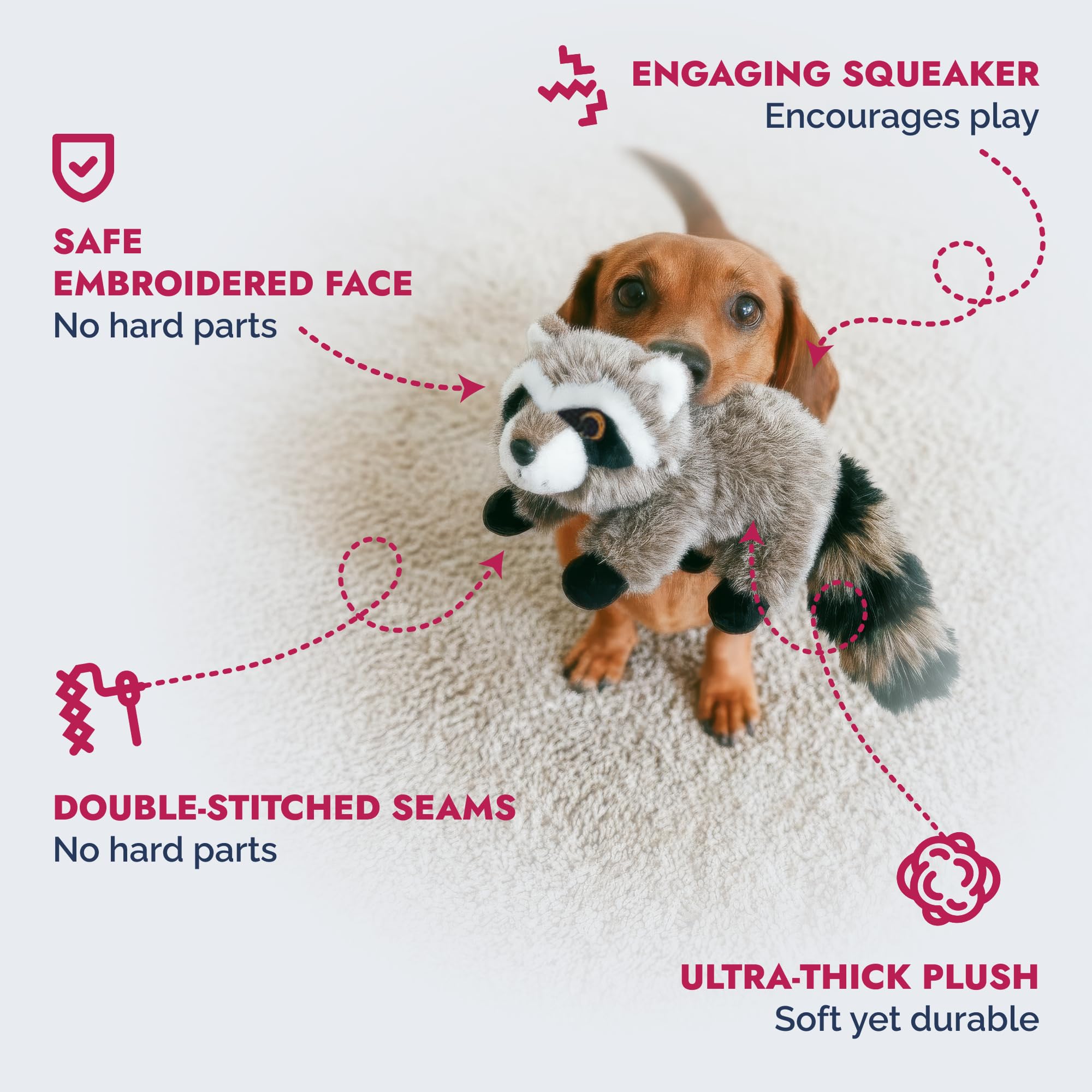 Pet Lou gros plan broderie visage sécurisée sans pièces détachables