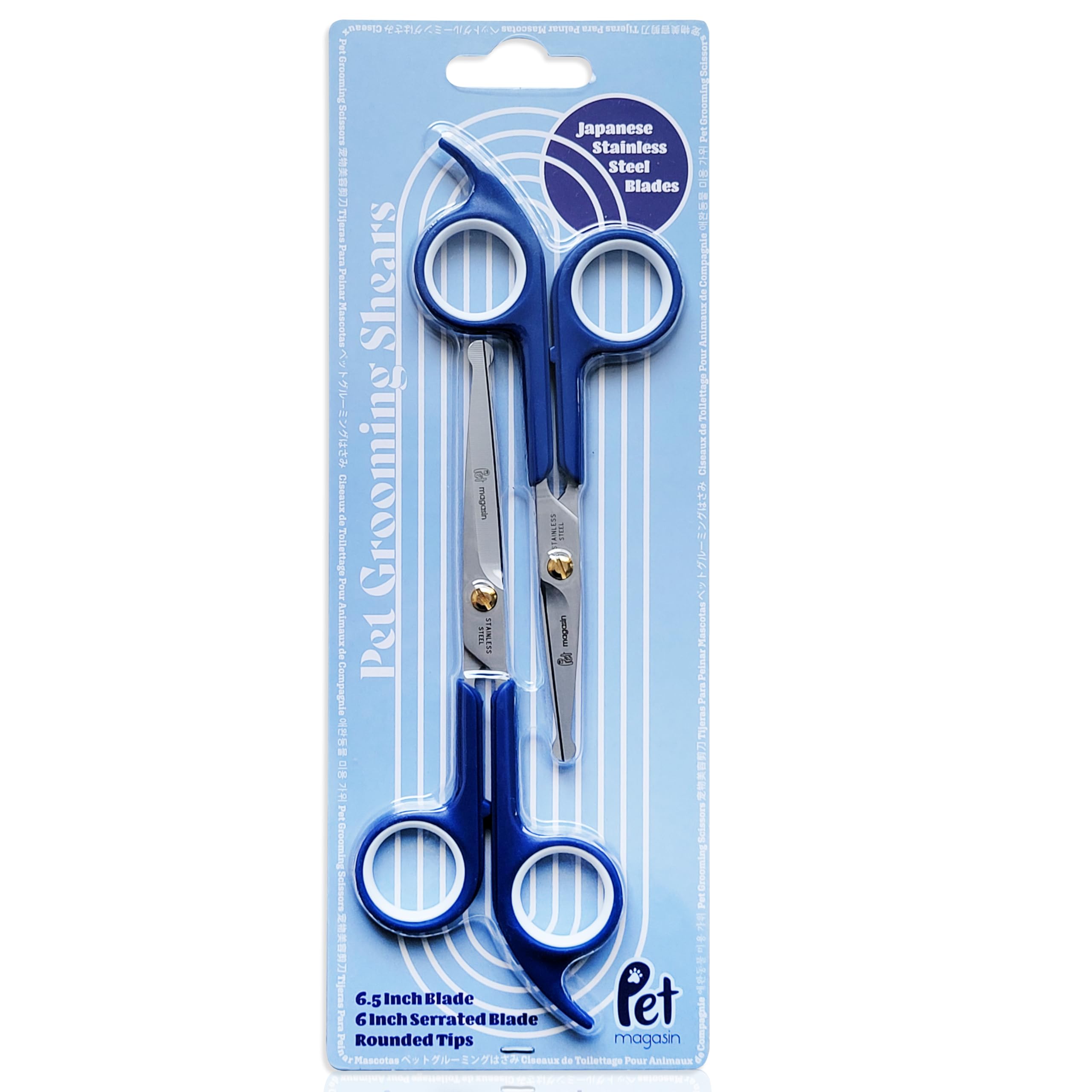 PET MAGASIN face avant des ciseaux bleus, aspect professionnel et durable