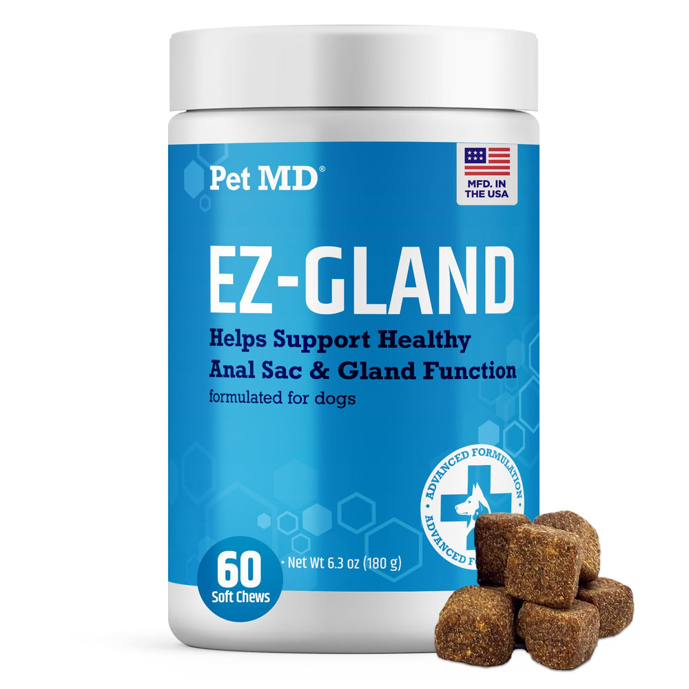 Pet MD emballage frontal 60ct montrant la boîte et ses bienfaits pour le confort digestif