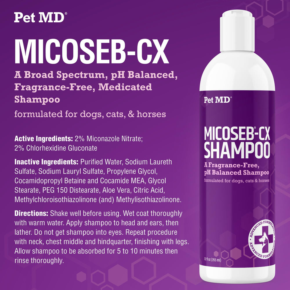 Pet MD Micoseb-CX gros plan de la texture mousseuse illustrant nettoyage doux
