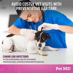 Pet MD application sur chien montrant nettoyage doux et confort immédiat