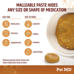 Gros plan texture de Pet MD montrant consistance malléable et adhérence efficace