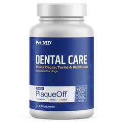 Pet MD emballage avant montrant produit et bénéfice hygiène dentaire