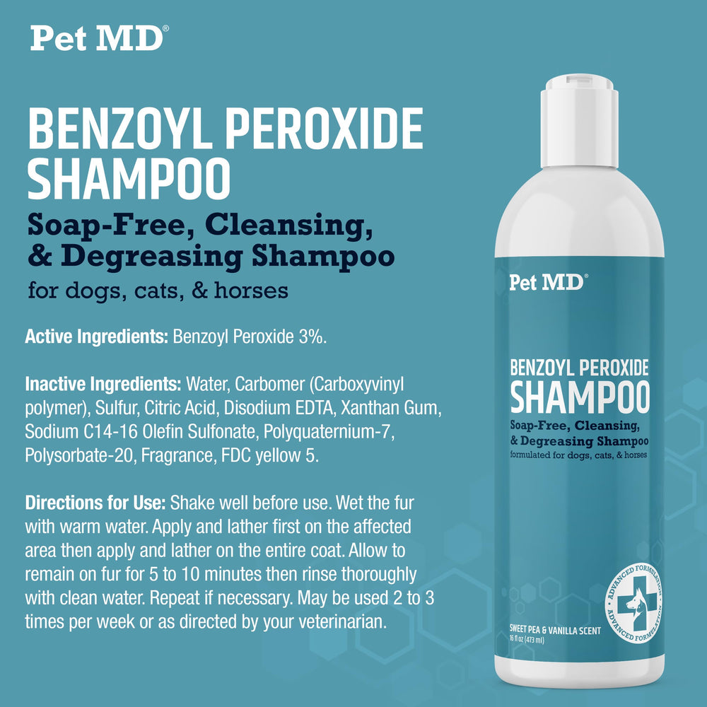 Pet MD étiquette détaillée montrant ingrédients et fabrication aux USA