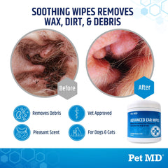 Pet MD gros plan sur la texture de la lingette, douce et efficace