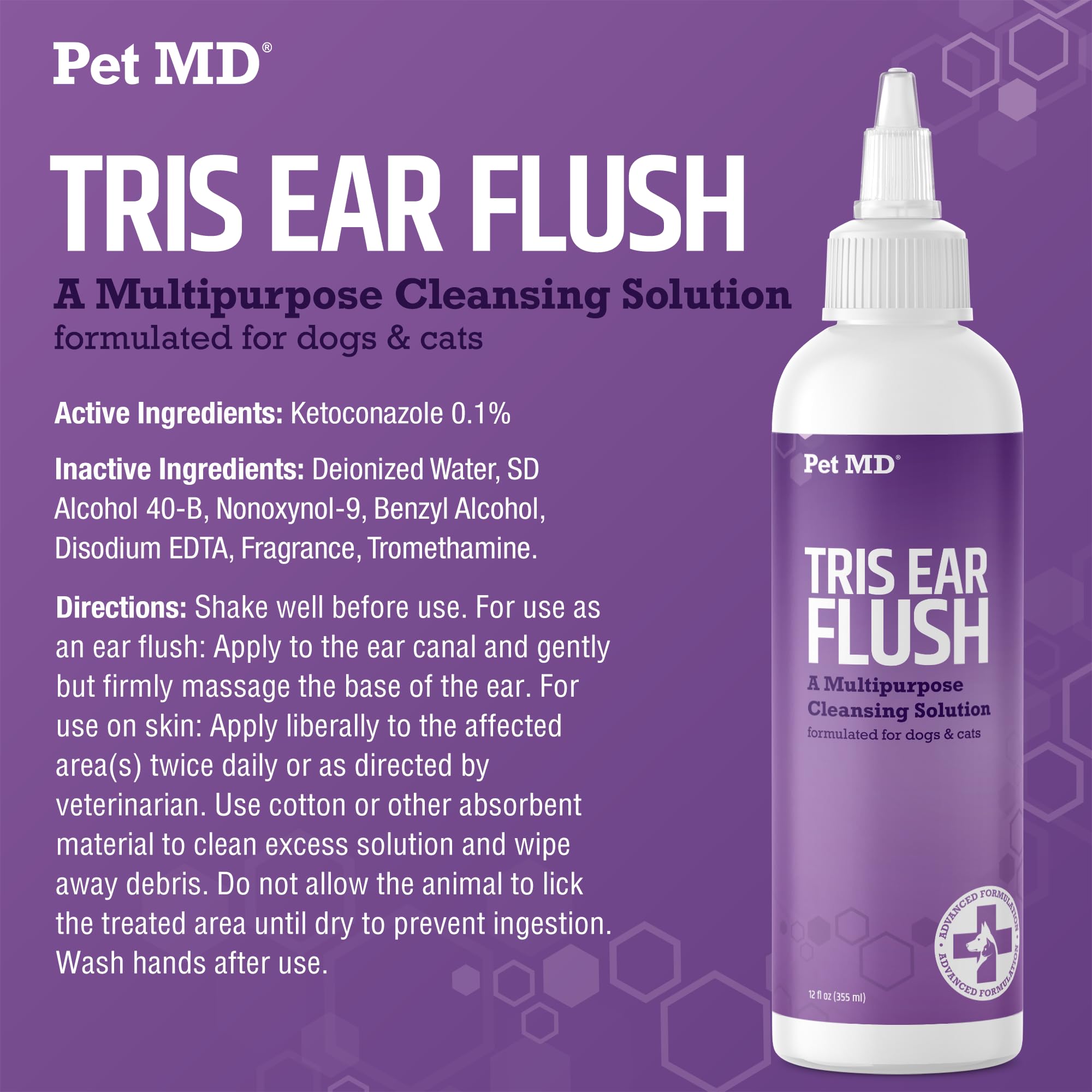 Application du rinçage Pet MD dans l'oreille d'un chien apportant confort et propreté