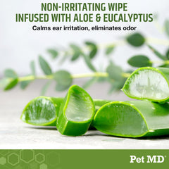 Pet MD utilisation sur oreille de chien, nettoie et réduit odeurs