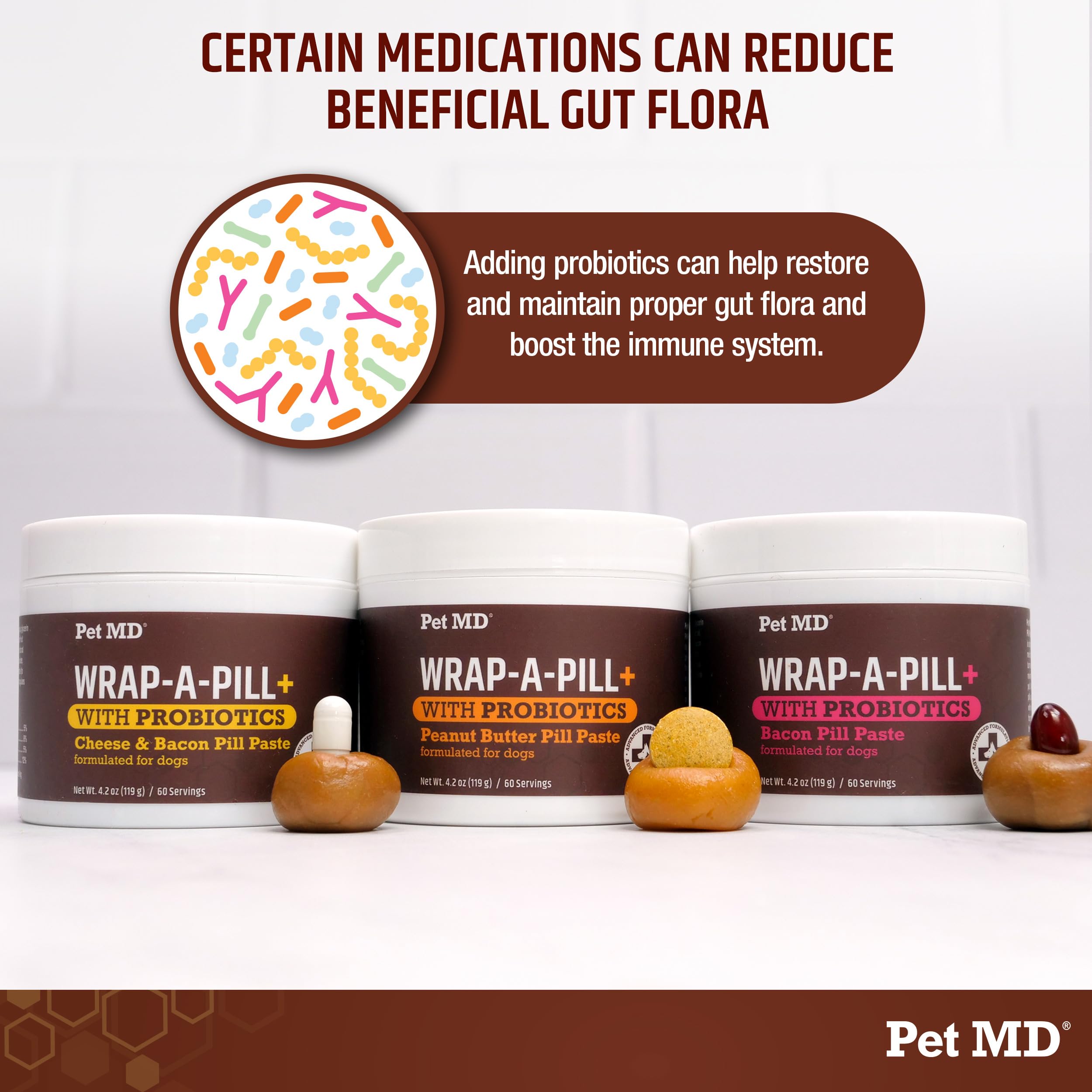 Pet MD produit donné à un chien heureux pour prise sans stress