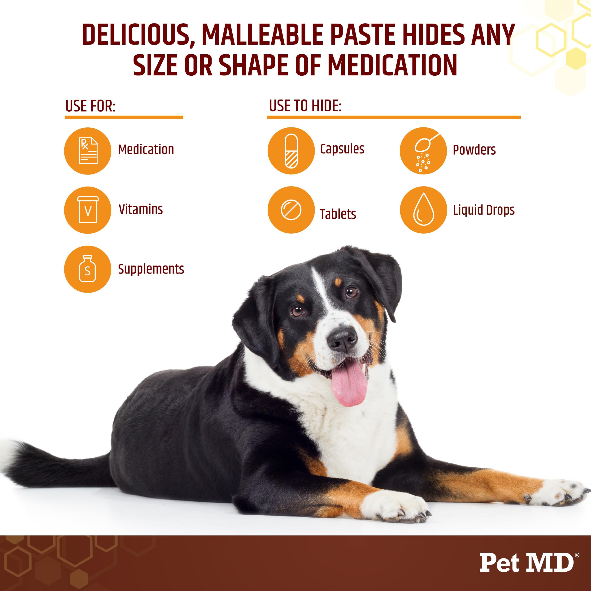Pet MD gros plan sur la texture malléable et facile à modeler
