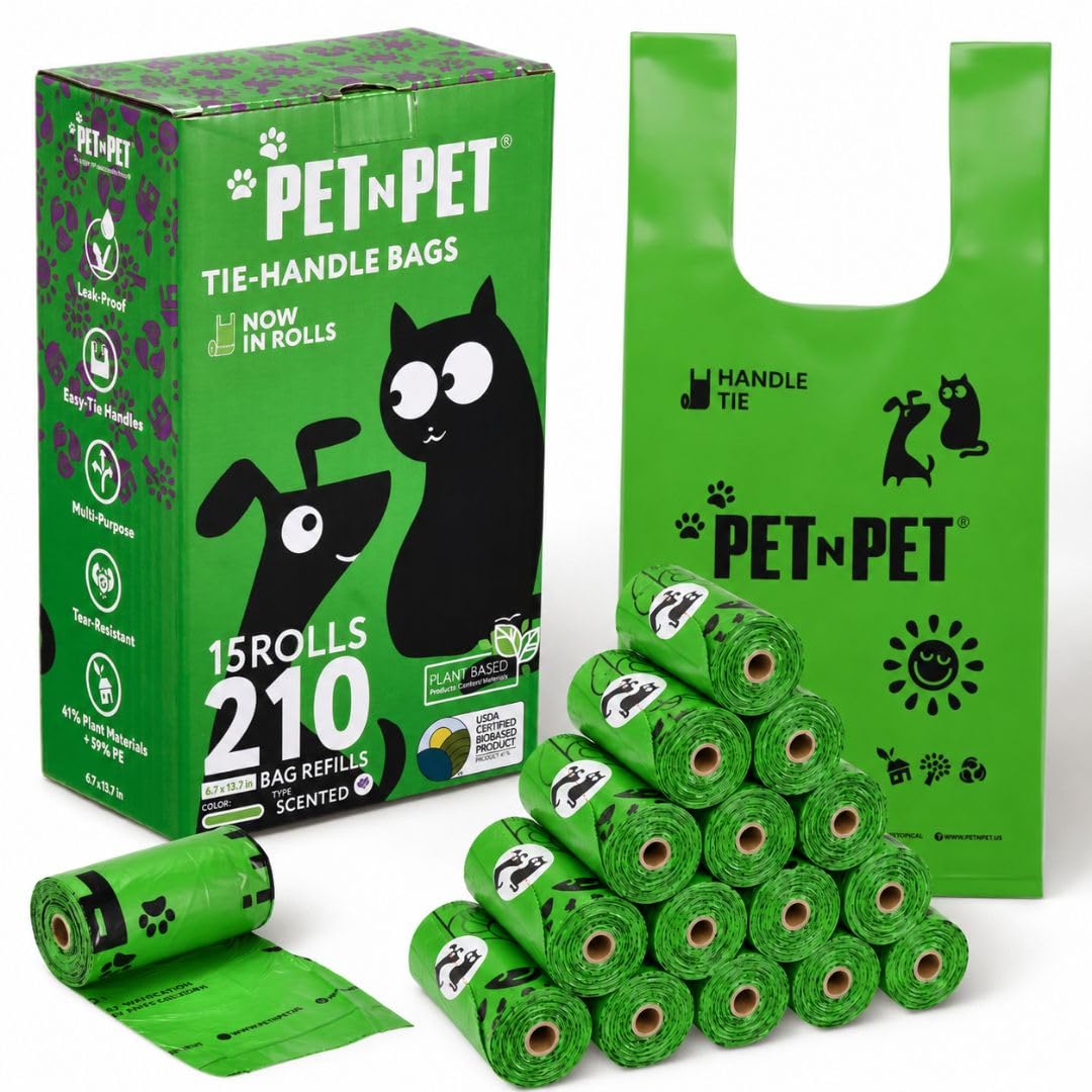 PET N PET emballage avant montrant 210 sacs et parfum lavande, pratique