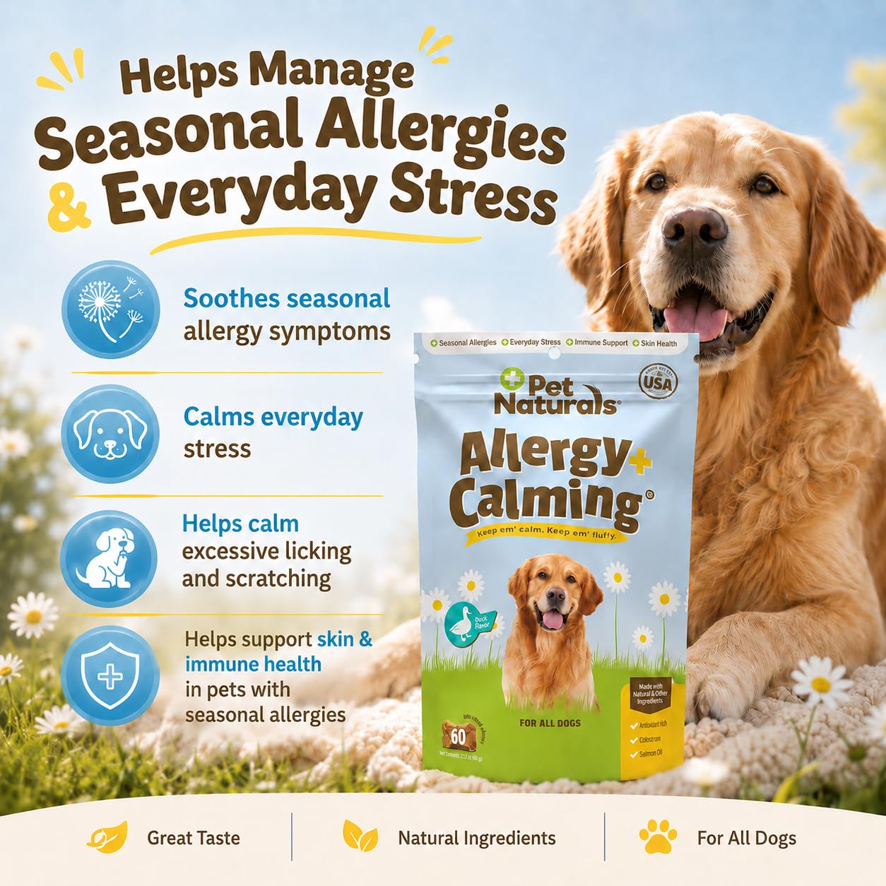 Pet Naturals chiot prenant une friandise en main, facilite l'administration quotidienne