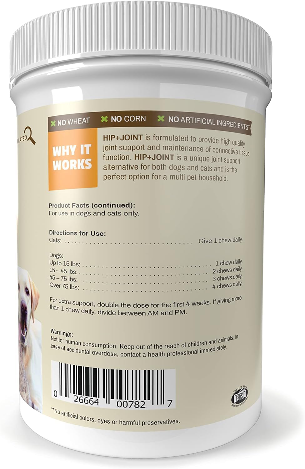 Pet Naturals étiquette lisible avec ingrédients et posologie pour usage sûr