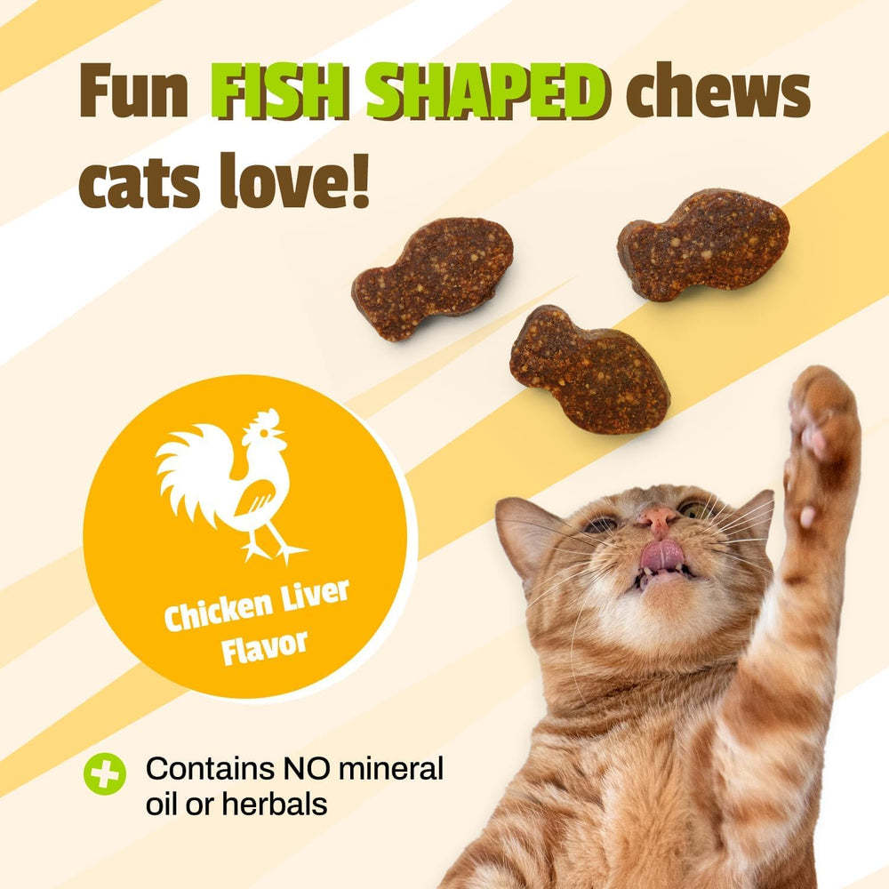 Pet Naturals friandise en forme de poisson sur assiette illustrant saveur poulet
