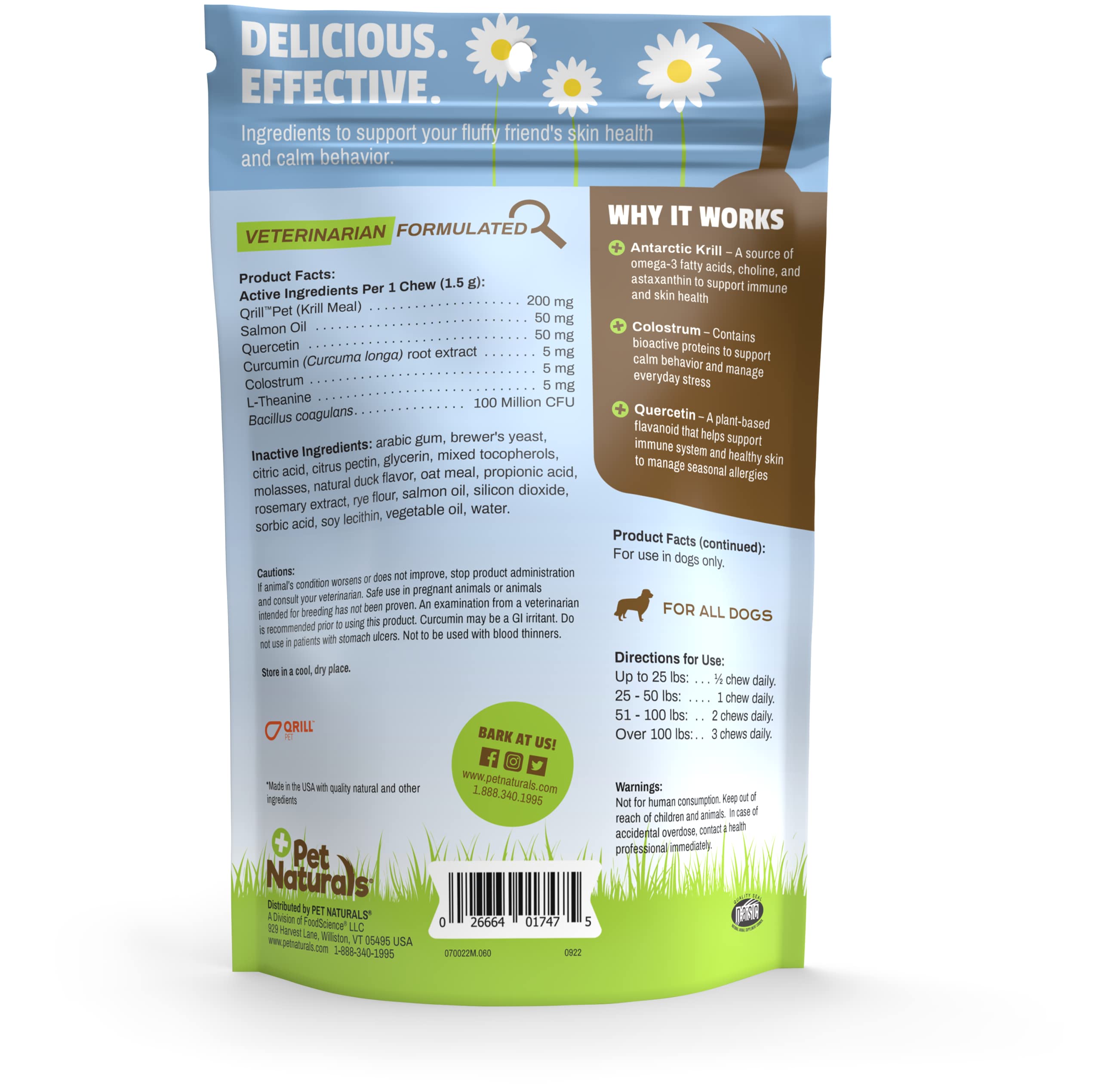 Pet Naturals gros plan sur la texture des friandises, montre appétence et qualité