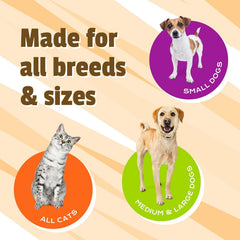 Pet Naturals mastic à côté d'une main pour indiquer taille et dosage facile