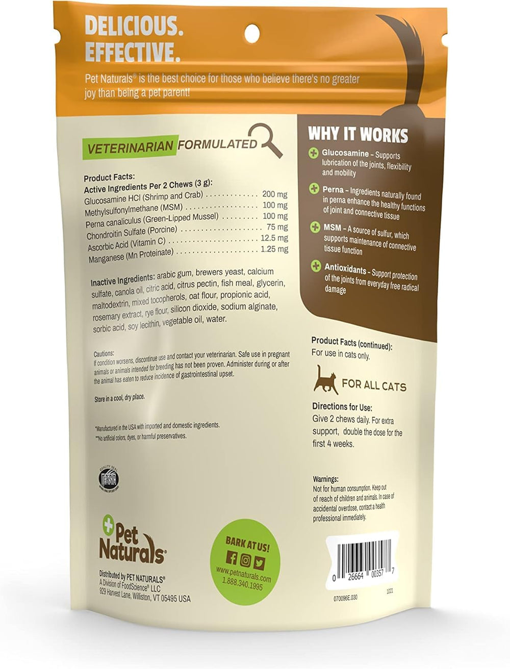 Pet Naturals moule à lèvres vertes ingrédient naturel soutenant articulations