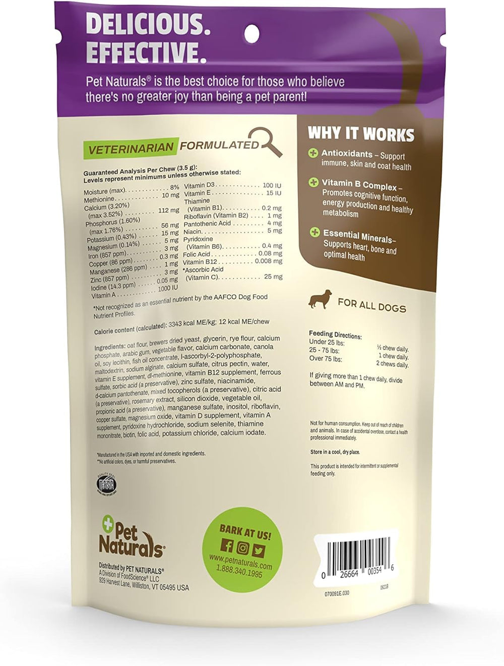 Pet Naturals pastille en main prête à donner, facilite l'administration quotidienne