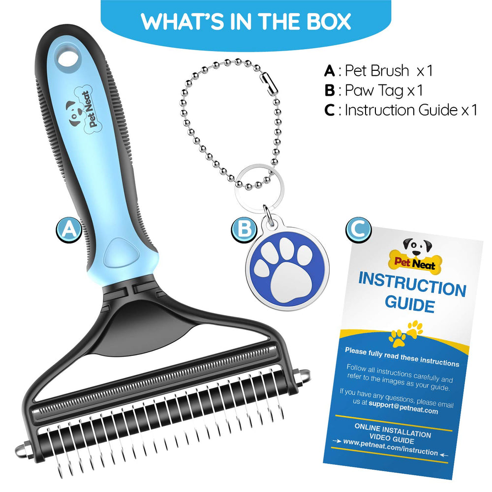 Pet Neat en action sur un chien, réduit les poils volants et détend l’animal