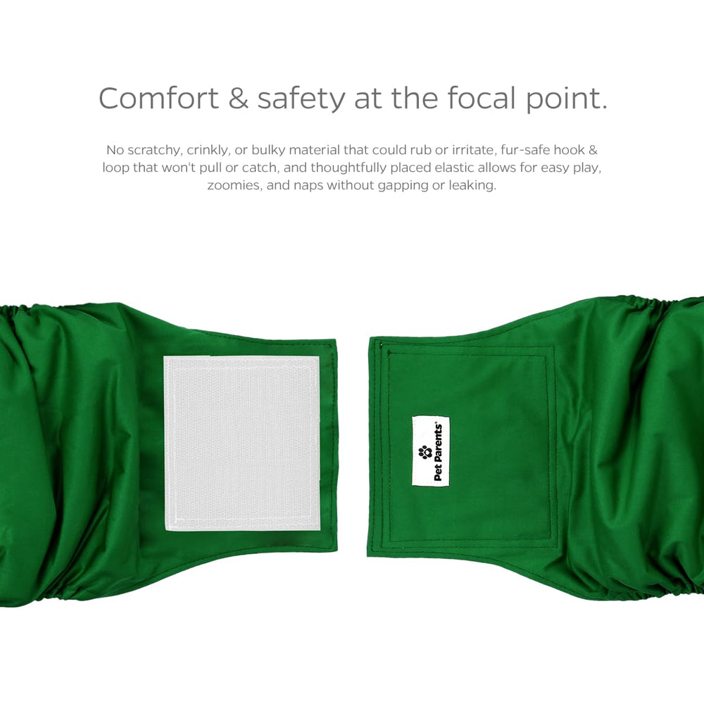 Pet Parents belly band porté sur chien en position latérale pour confort