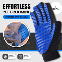 PET PEW gant en action sur chien pour massage et réduction perte