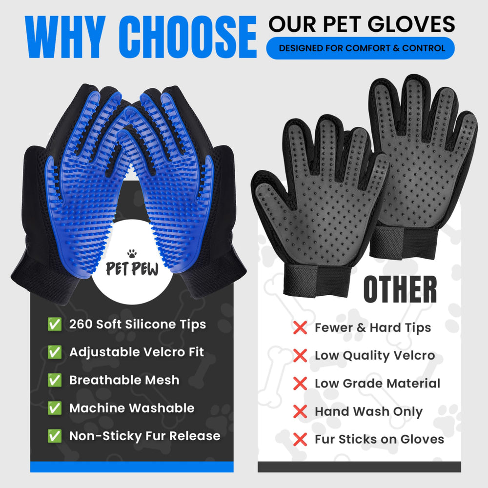 PET PEW gants à côté d’une main pour comparaison de taille pratique