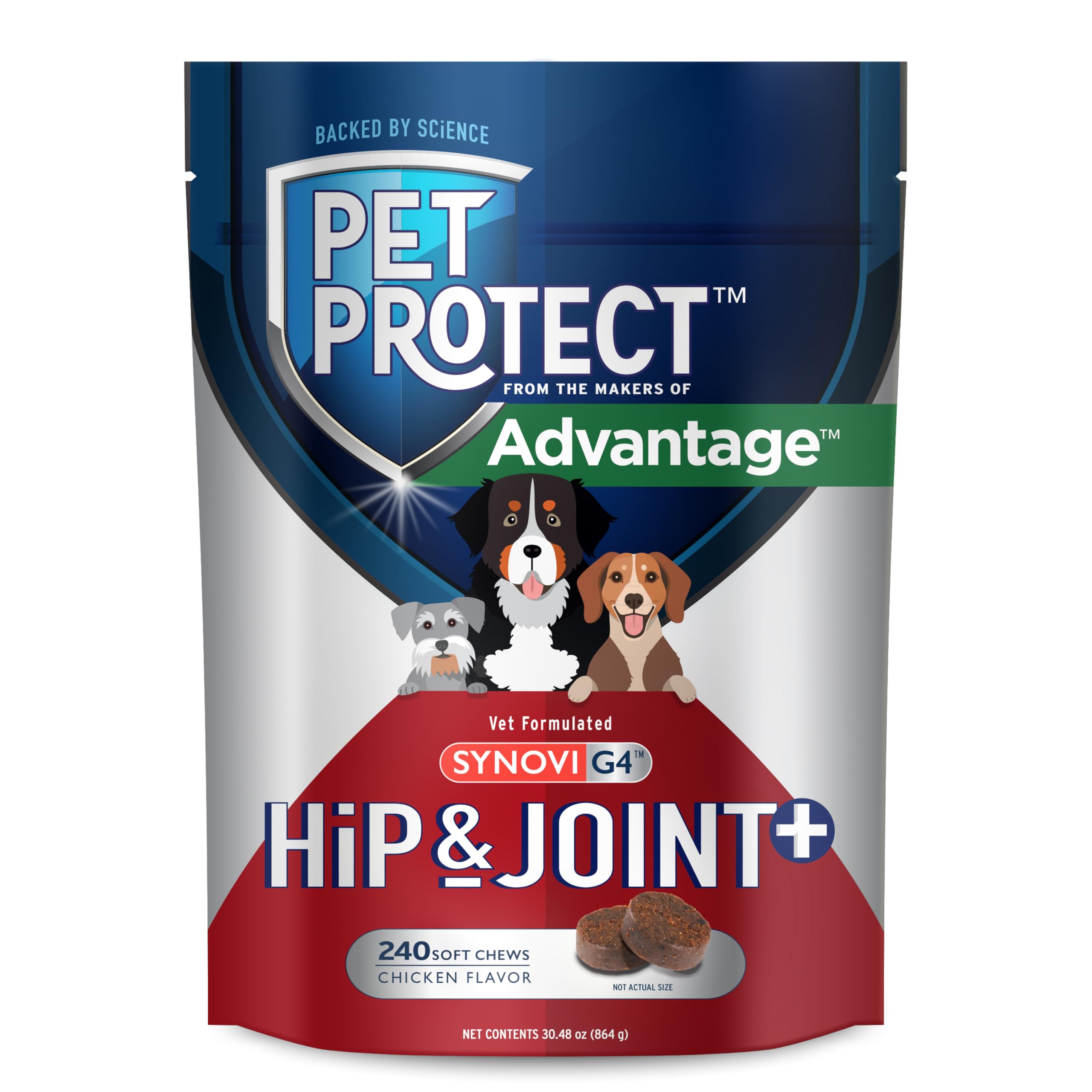 Pet Protect emballage avant montrant 240 bouchées et praticité