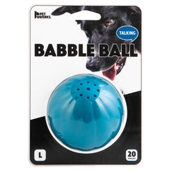 Pet Qwerks Babble Ball à l'échelle près d'un panier pour référence de taille