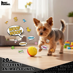 Pet Qwerks Babble Ball en action émettant sons d’animaux pour stimulation
