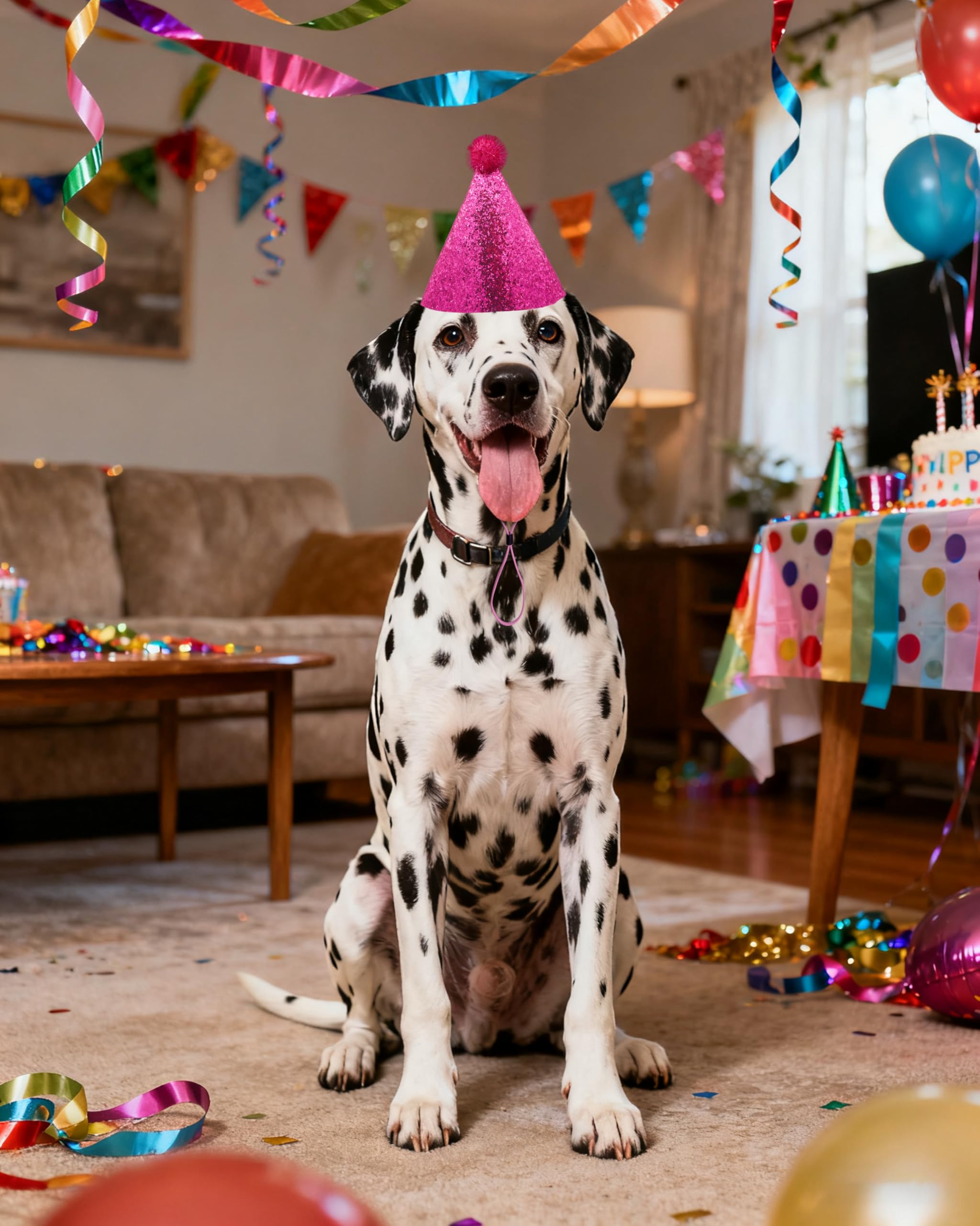 PET SHOW chapeau en contexte de fête familiale, rend l'événement joyeux