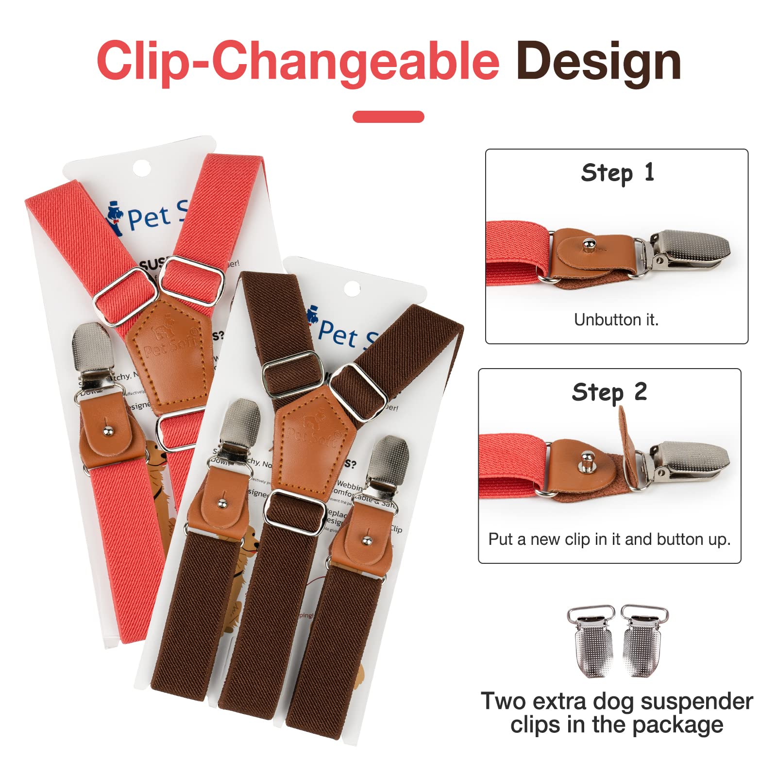 Pet Soft bretelles montrées sur petit chien, aide au choix taille